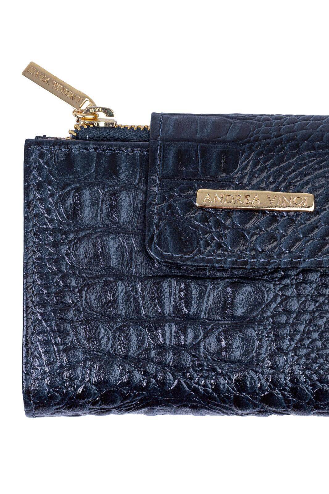 Carteira feminina de couro croco Lanna 10x15,5cm