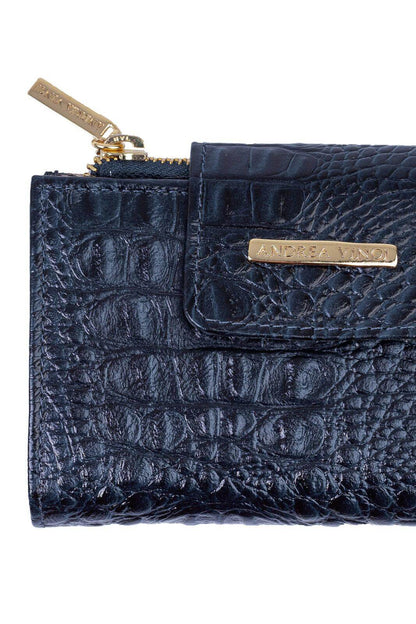 Carteira feminina de couro croco Lanna 10x15,5cm
