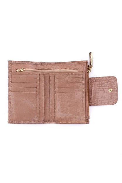 Carteira feminina de couro croco Lanna 10x15,5cm