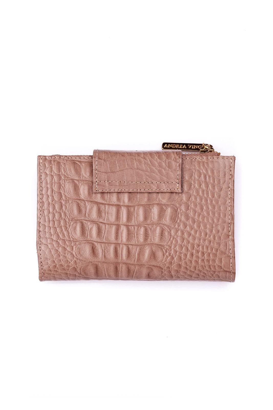 Carteira feminina de couro croco Lanna 10x15,5cm