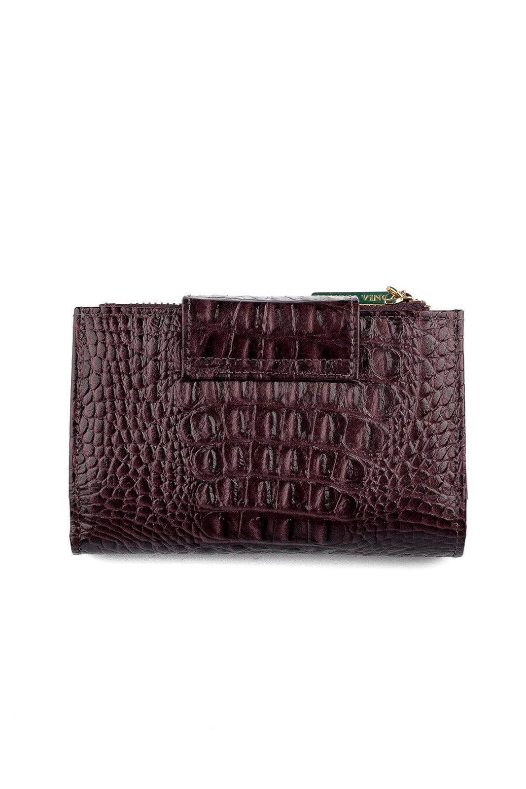 Carteira feminina de couro croco Lanna 10x15,5cm