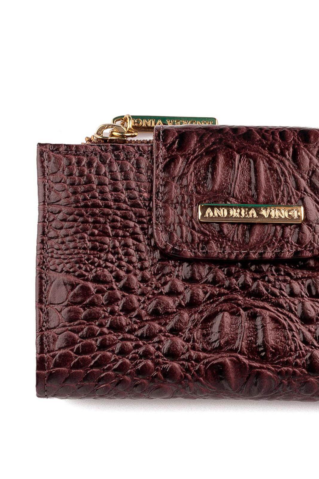 Carteira feminina de couro croco Lanna 10x15,5cm