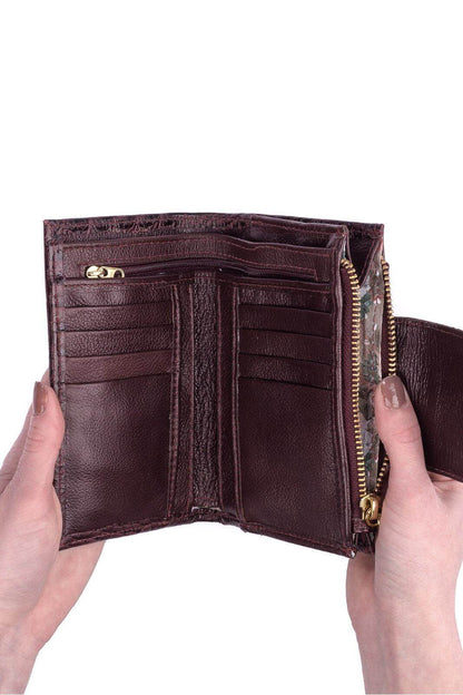 Carteira feminina de couro croco Lanna 10x15,5cm