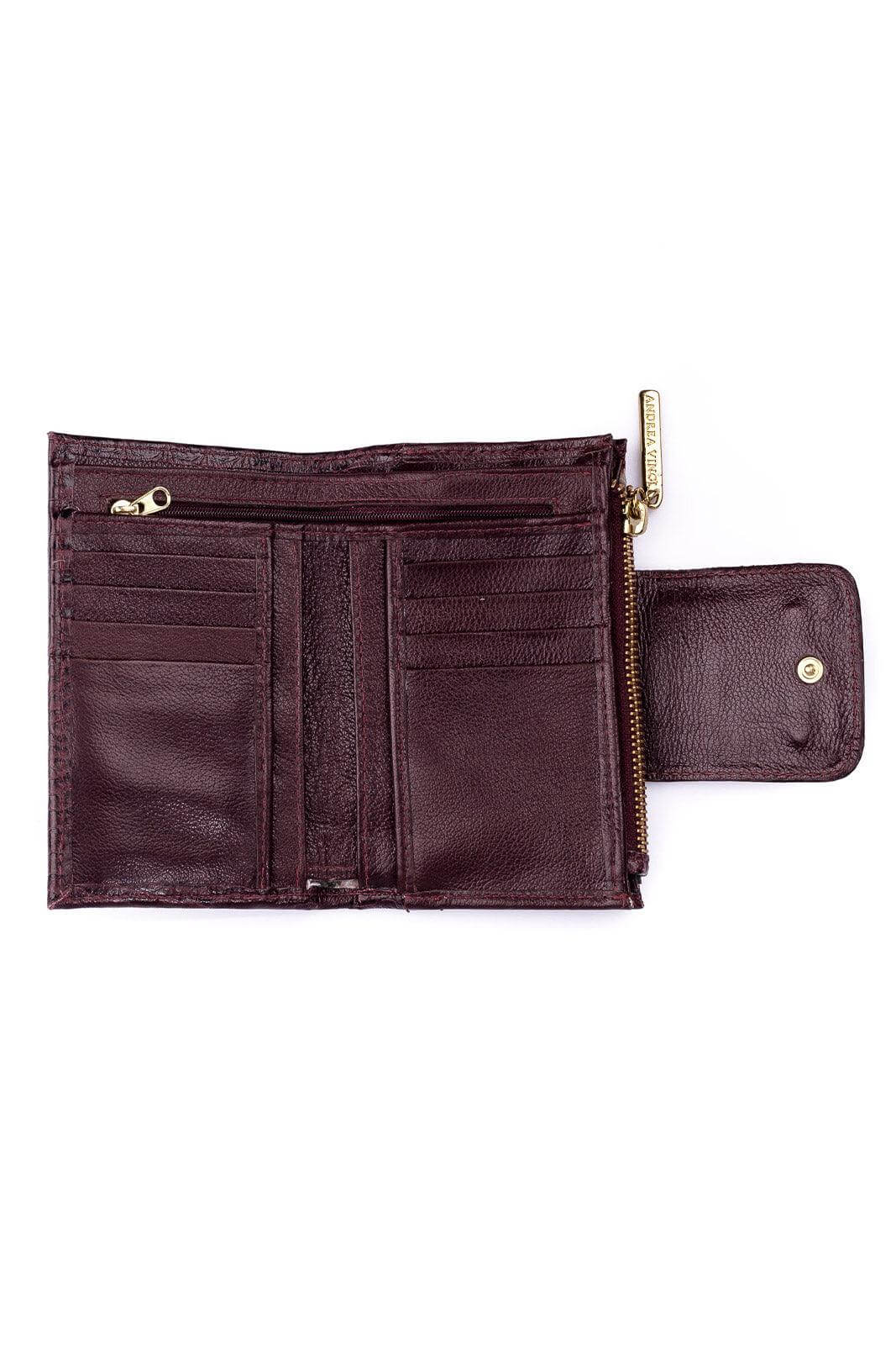 Carteira feminina de couro croco Lanna 10x15,5cm