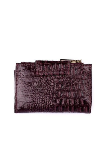 Carteira feminina de couro croco Lanna 10x15,5cm