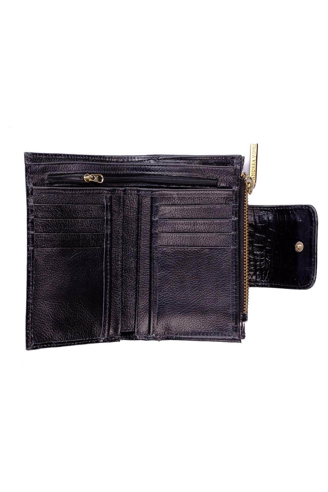 Carteira feminina de couro croco Lanna 10x15,5cm