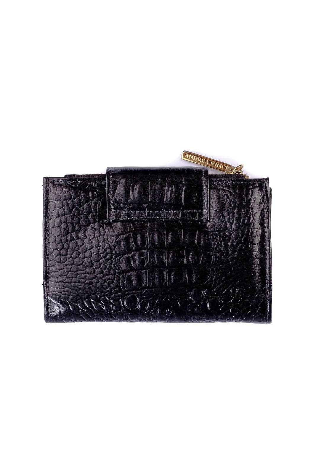 Carteira feminina de couro croco Lanna 10x15,5cm