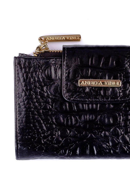 Carteira feminina de couro croco Lanna 10x15,5cm