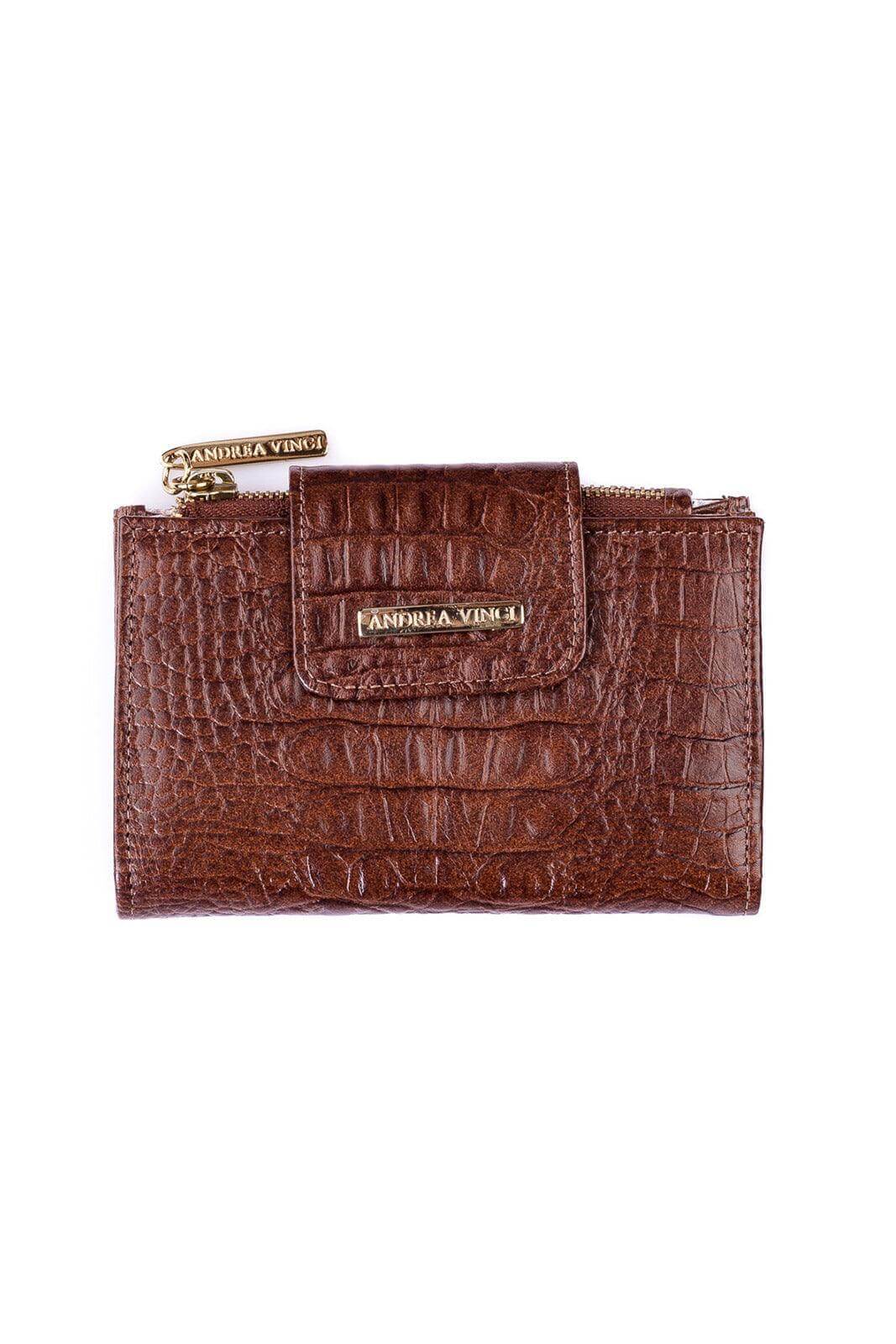 Carteira feminina de couro croco Lanna 10x15,5cm