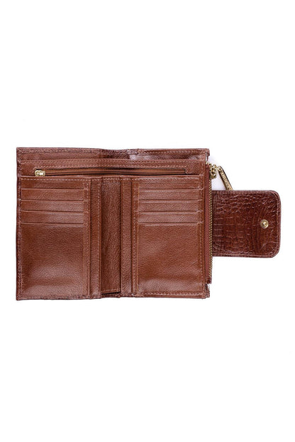 Carteira feminina de couro croco Lanna 10x15,5cm