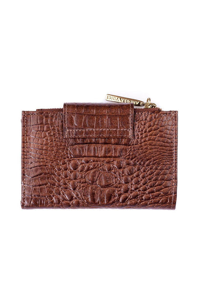 Carteira feminina de couro croco Lanna 10x15,5cm