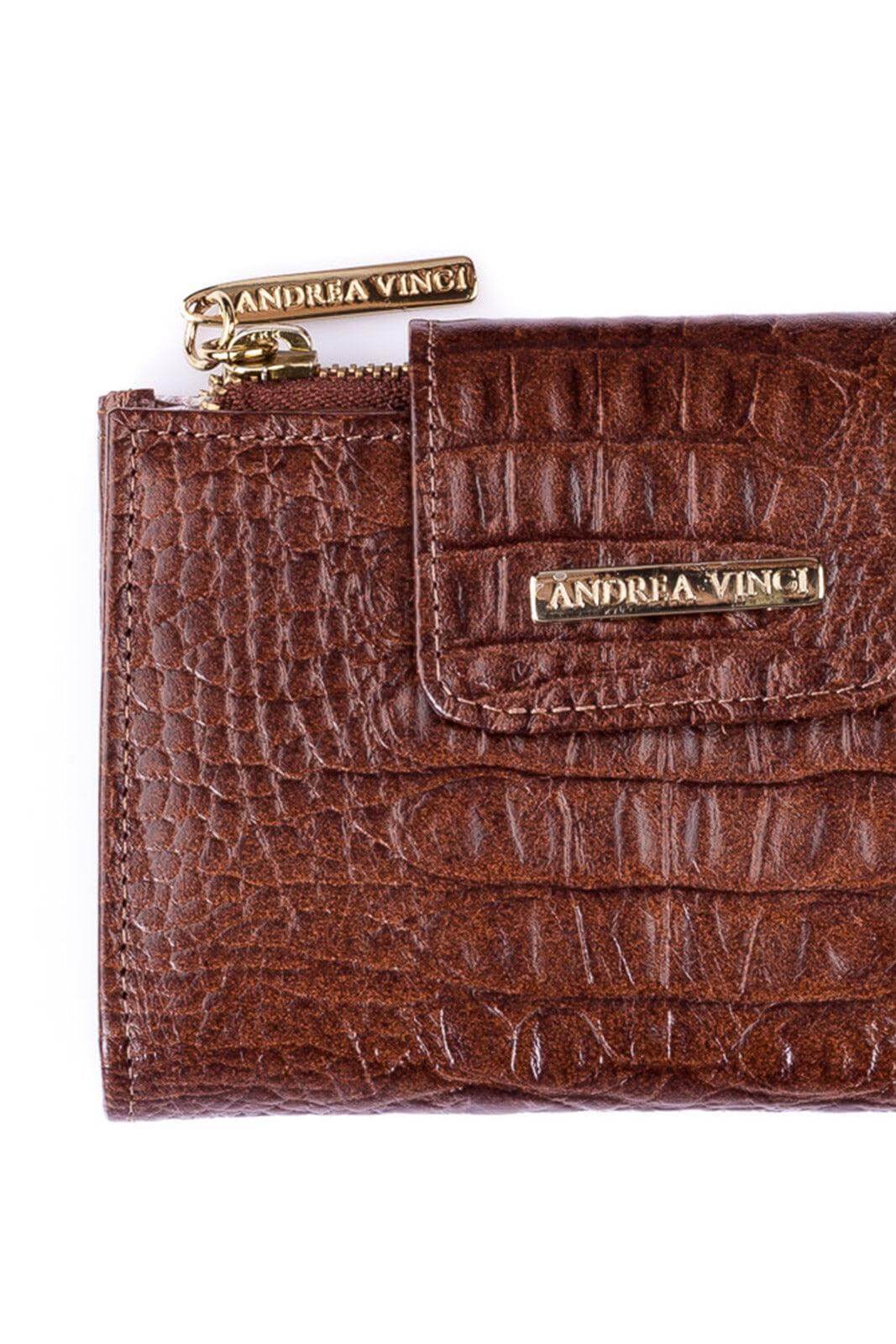 Carteira feminina de couro croco Lanna 10x15,5cm