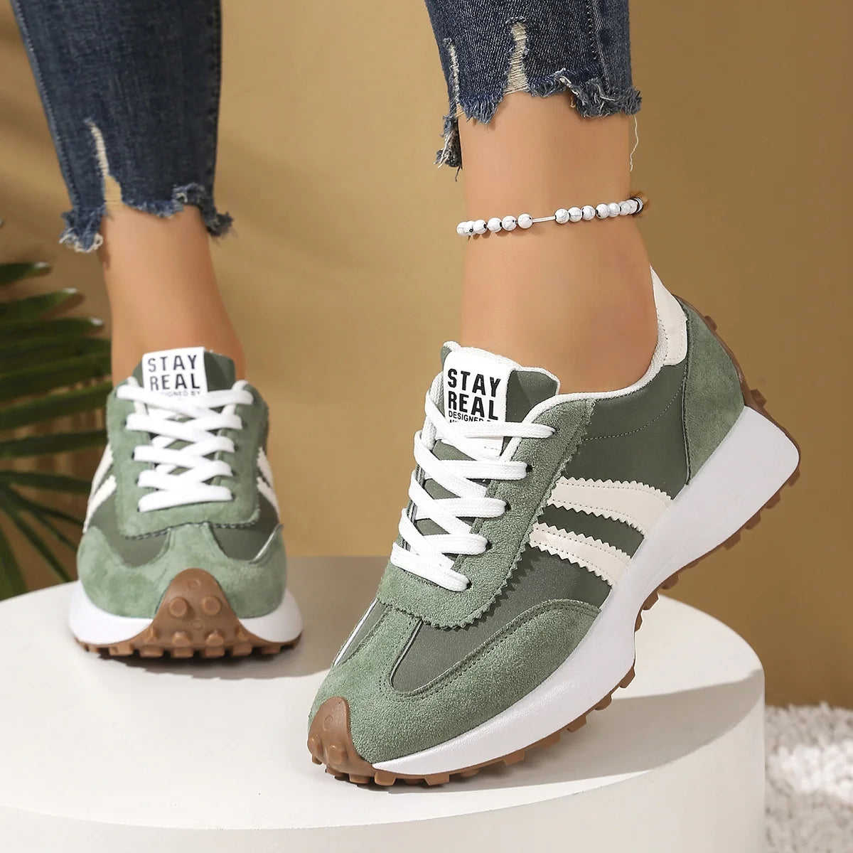 Stay Real Retro Platform Sneakers – Comfy Suede Chunky Sole Casual Shoes (Multiple Colors)