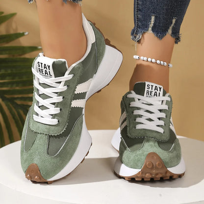 Stay Real Retro Platform Sneakers – Comfy Suede Chunky Sole Casual Shoes (Multiple Colors)