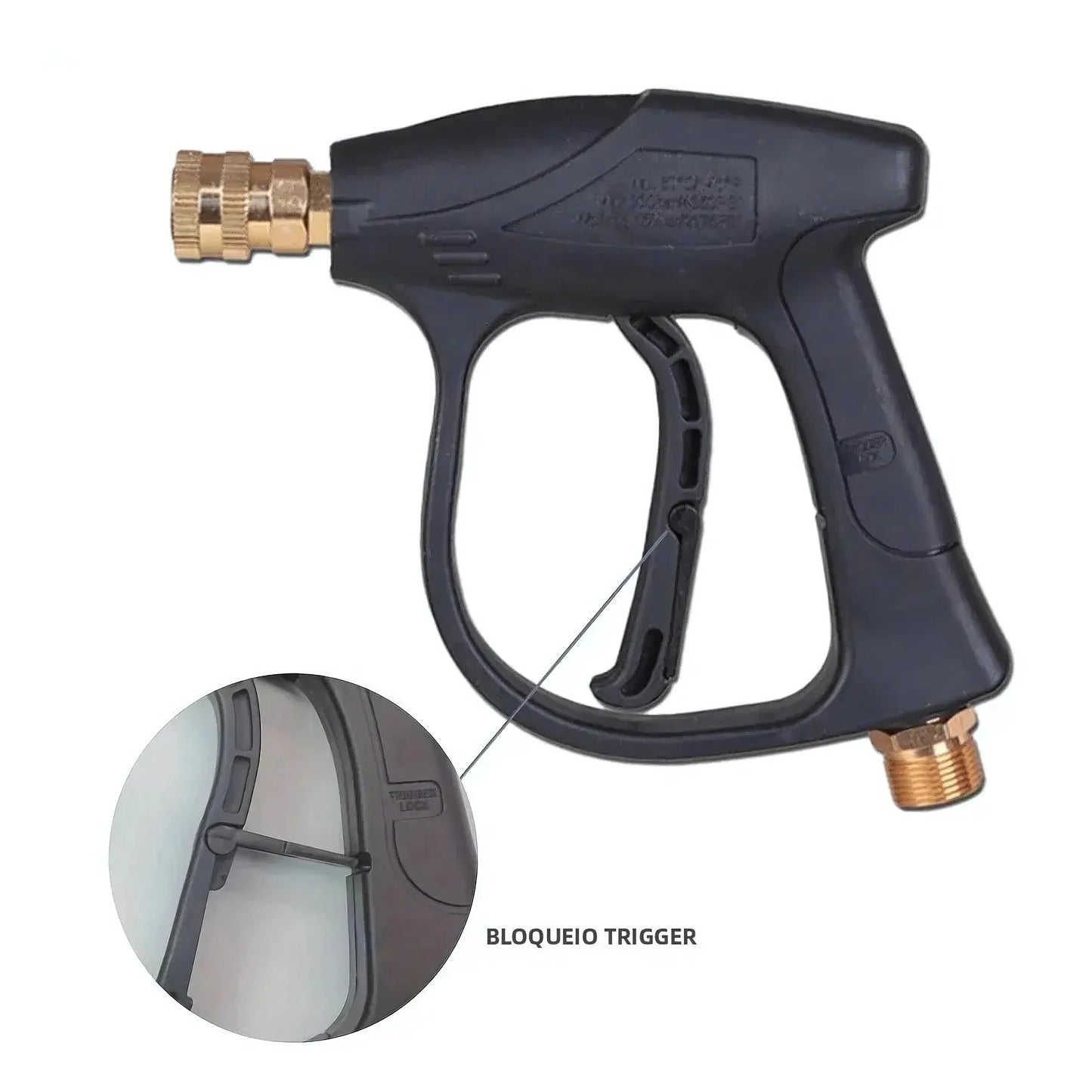 Pistola de Alta Pressão Preta c/ Engate Rápido e 4 bicos para jato de água com Adaptador Lavadora
