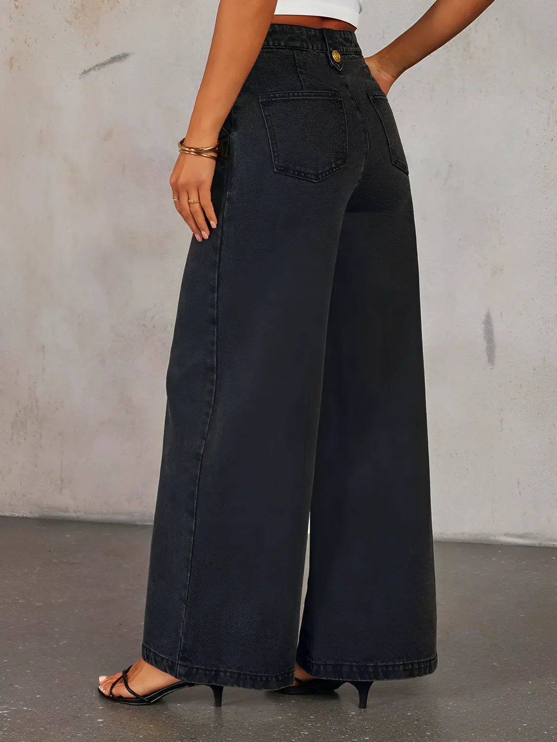 Calça Jeans Pantalona Feminina de Cintura Média – Luiza