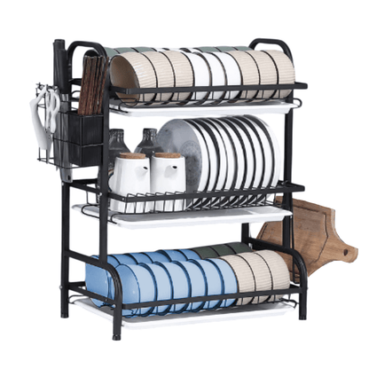 Escurridor De Trastes acero inoxidable 3 niveles, Organizador de cocina gran capacidad, Escurridor de platos de fácil Armado, soporte para utensilios de cocina, cubiertos y tabla de picar