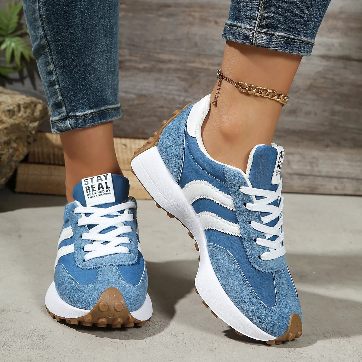 Stay Real Retro Platform Sneakers – Comfy Suede Chunky Sole Casual Shoes (Multiple Colors)