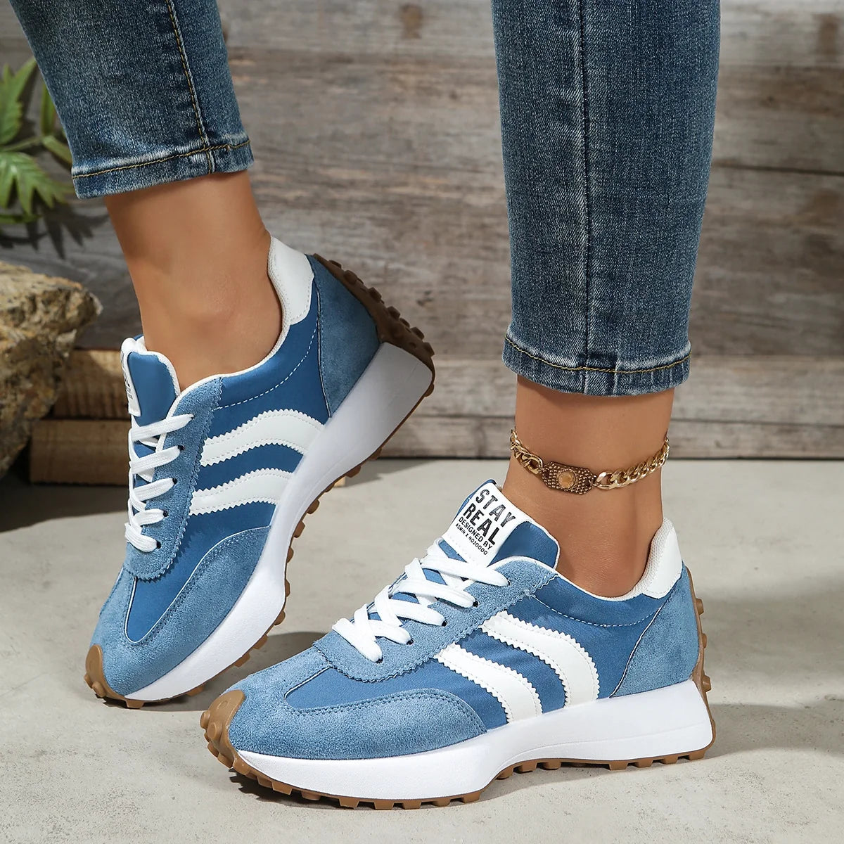 Stay Real Retro Platform Sneakers – Comfy Suede Chunky Sole Casual Shoes (Multiple Colors)