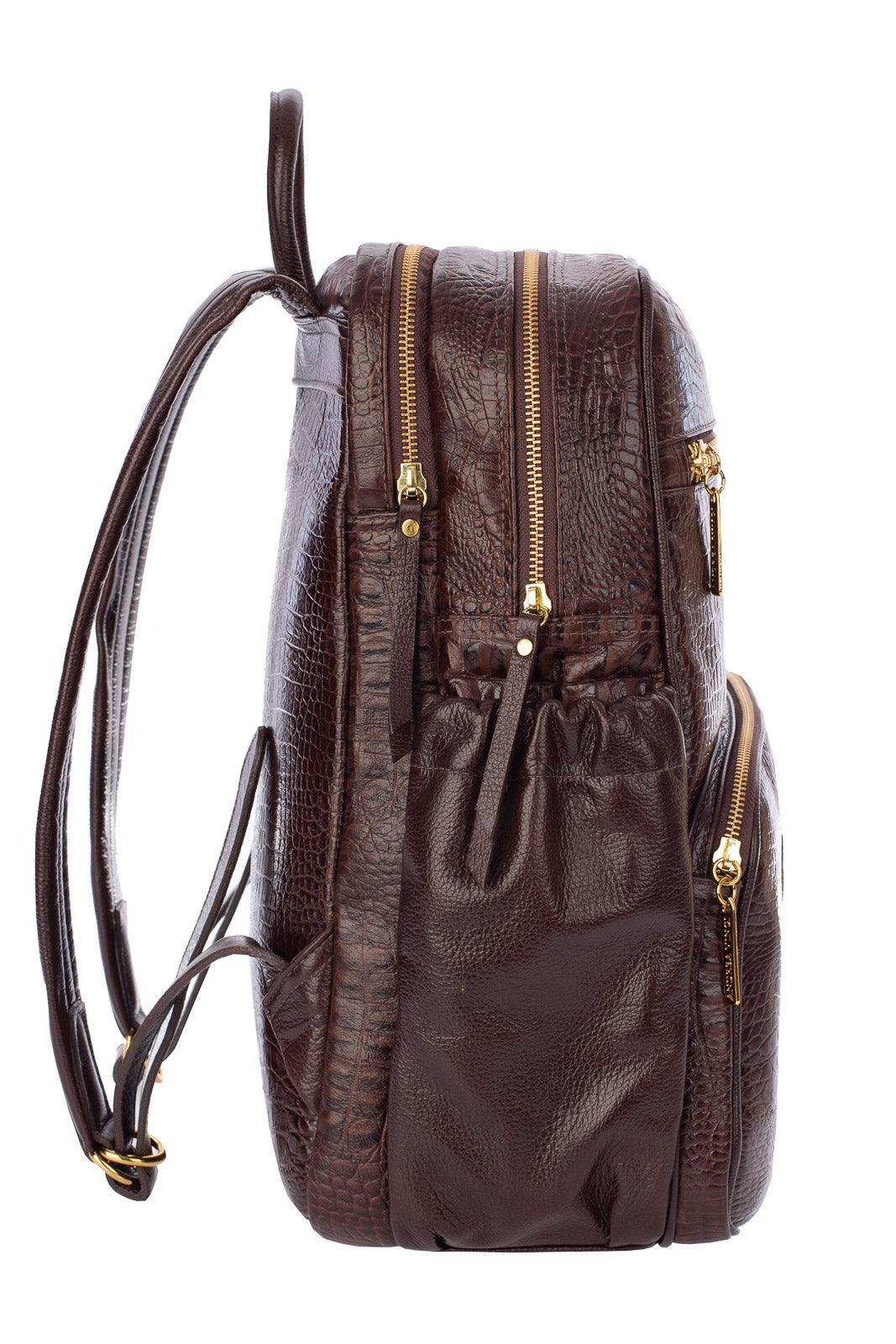 Mochila grande de couro croco Zooey