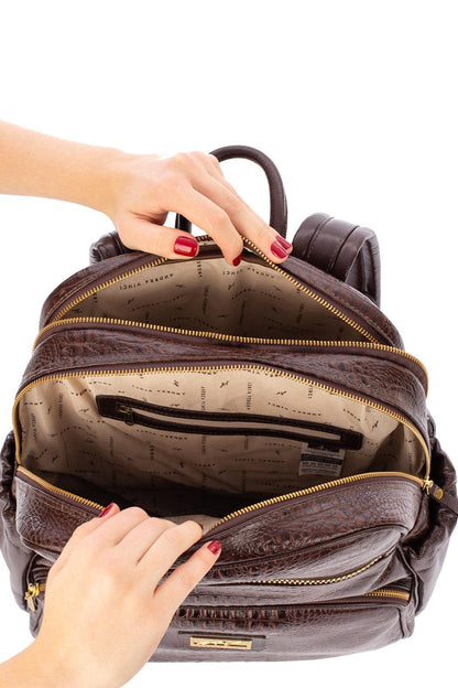 Mochila grande de couro croco Zooey