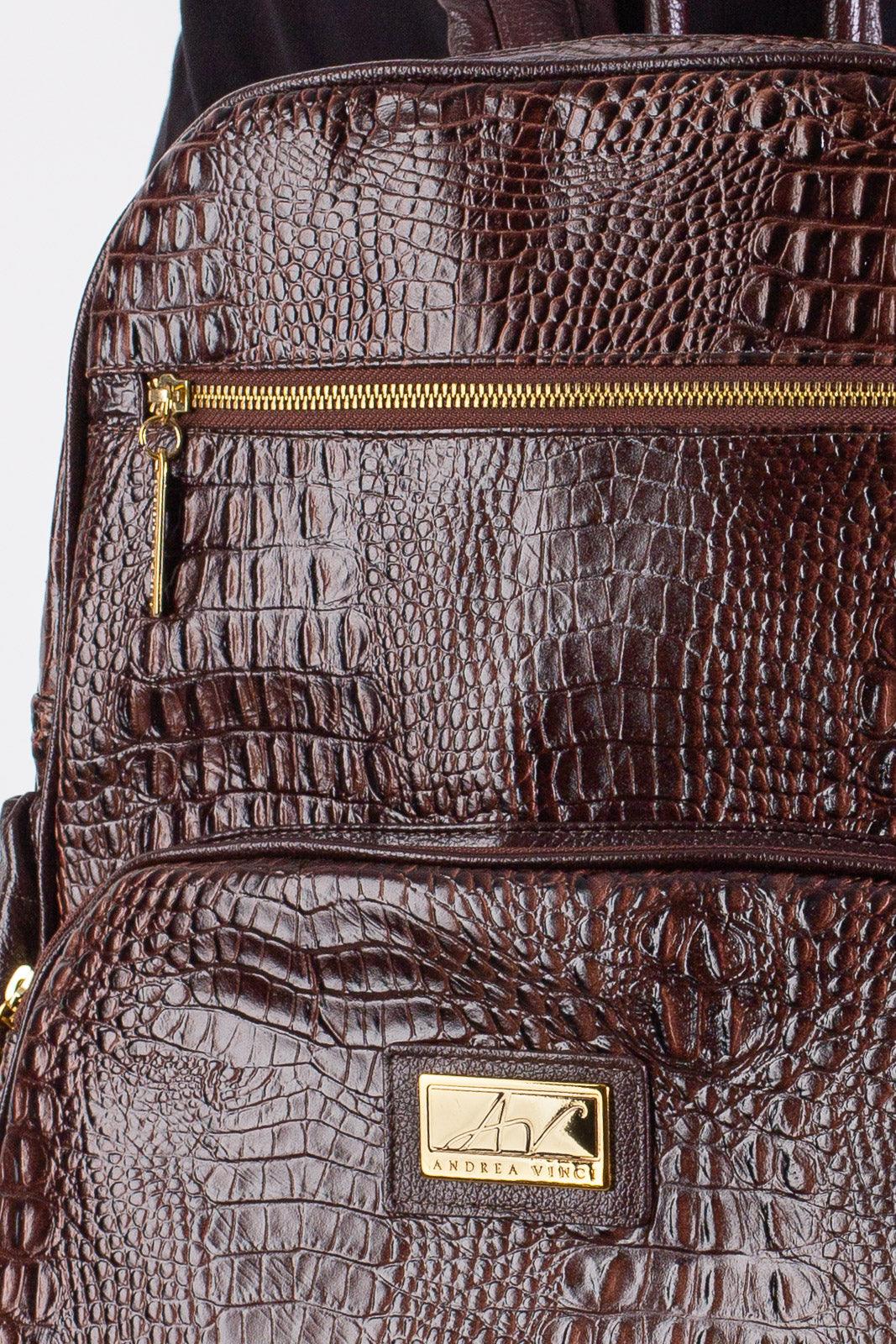 Mochila grande de couro croco Zooey