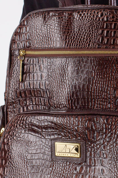 Mochila grande de couro croco Zooey