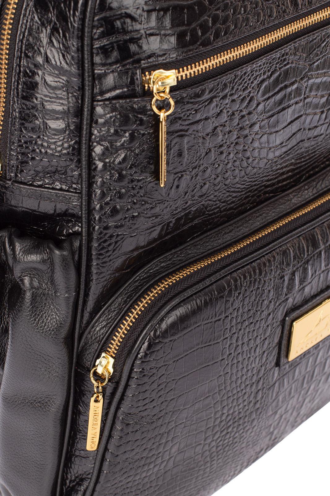 Mochila grande de couro croco Zooey