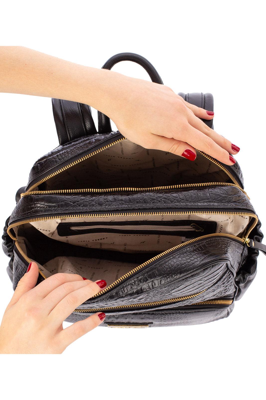 Mochila grande de couro croco Zooey