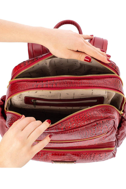 Mochila grande de couro croco Zooey