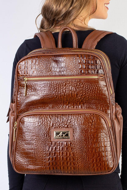 Mochila grande de couro croco Zooey