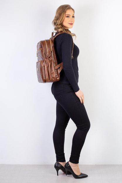 Mochila grande de couro croco Zooey