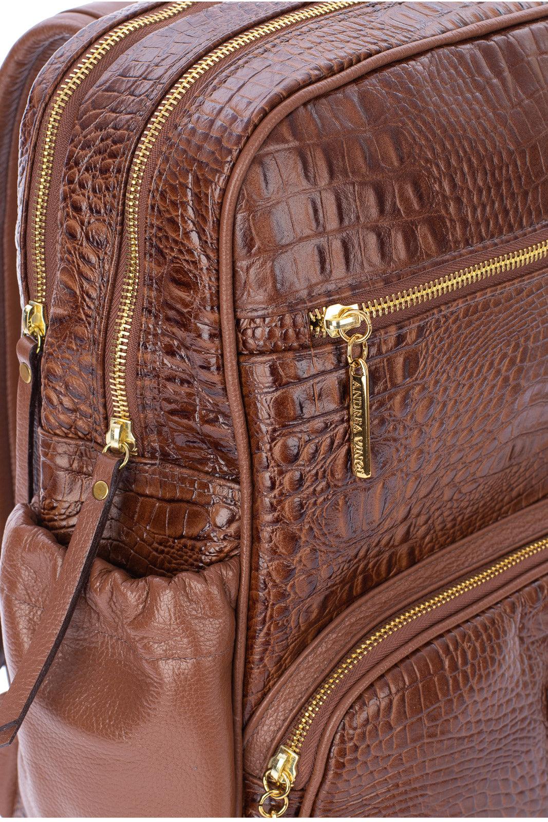 Mochila grande de couro croco Zooey