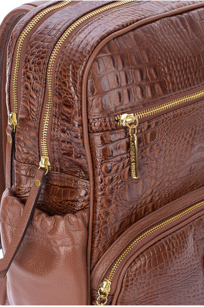 Mochila grande de couro croco Zooey