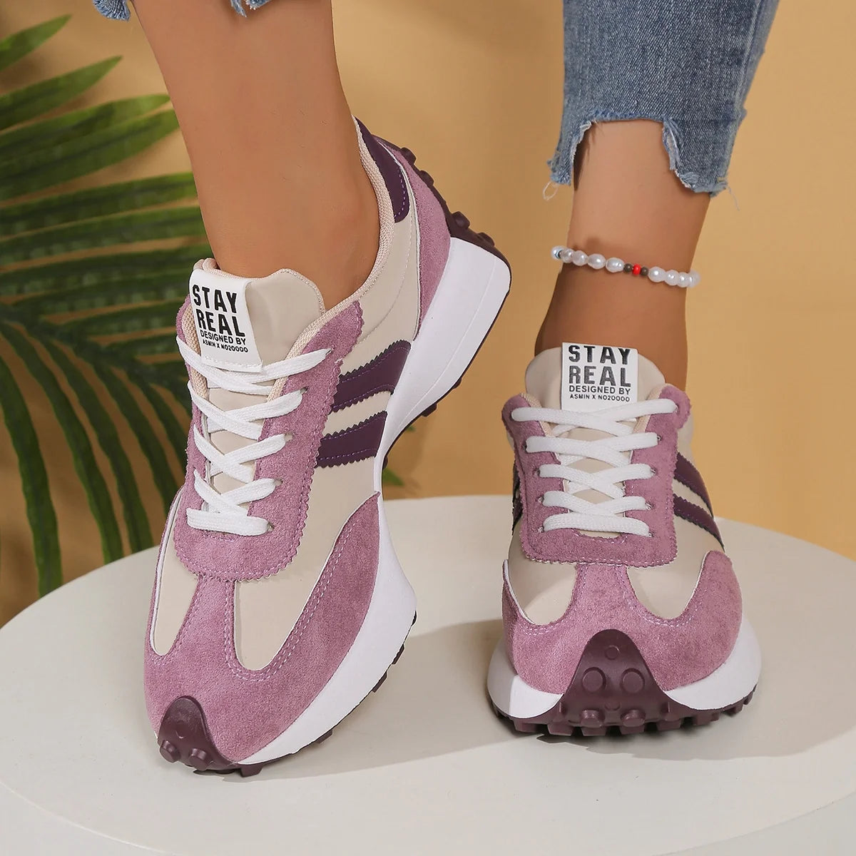 Stay Real Retro Platform Sneakers – Comfy Suede Chunky Sole Casual Shoes (Multiple Colors)