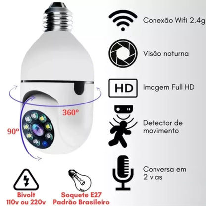 Câmera De Segurança 360° Visão Noturna WI-FI