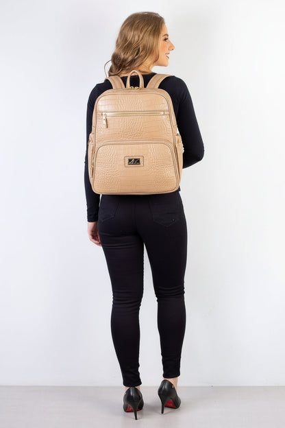 Mochila grande de couro croco Zooey