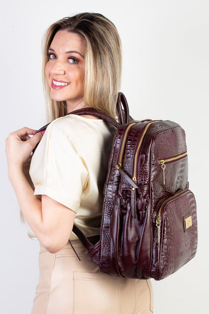 Mochila grande de couro croco Zooey