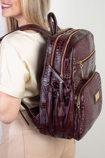 Mochila grande de couro croco Zooey