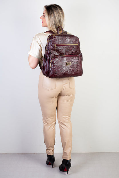 Mochila grande de couro croco Zooey