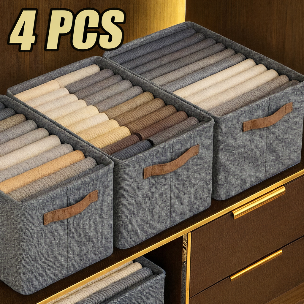 Organizador de Roupas Dobrável - Compre 1 Leve 4 unidades para organizar armário, malas e gavetas sem pagar a mais!