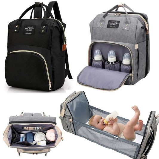 Mochila Maternidade 3 em 1 com Berço Portátil — Organize Tudo e Troque Seu Bebê com Conforto em Qualquer Lugar