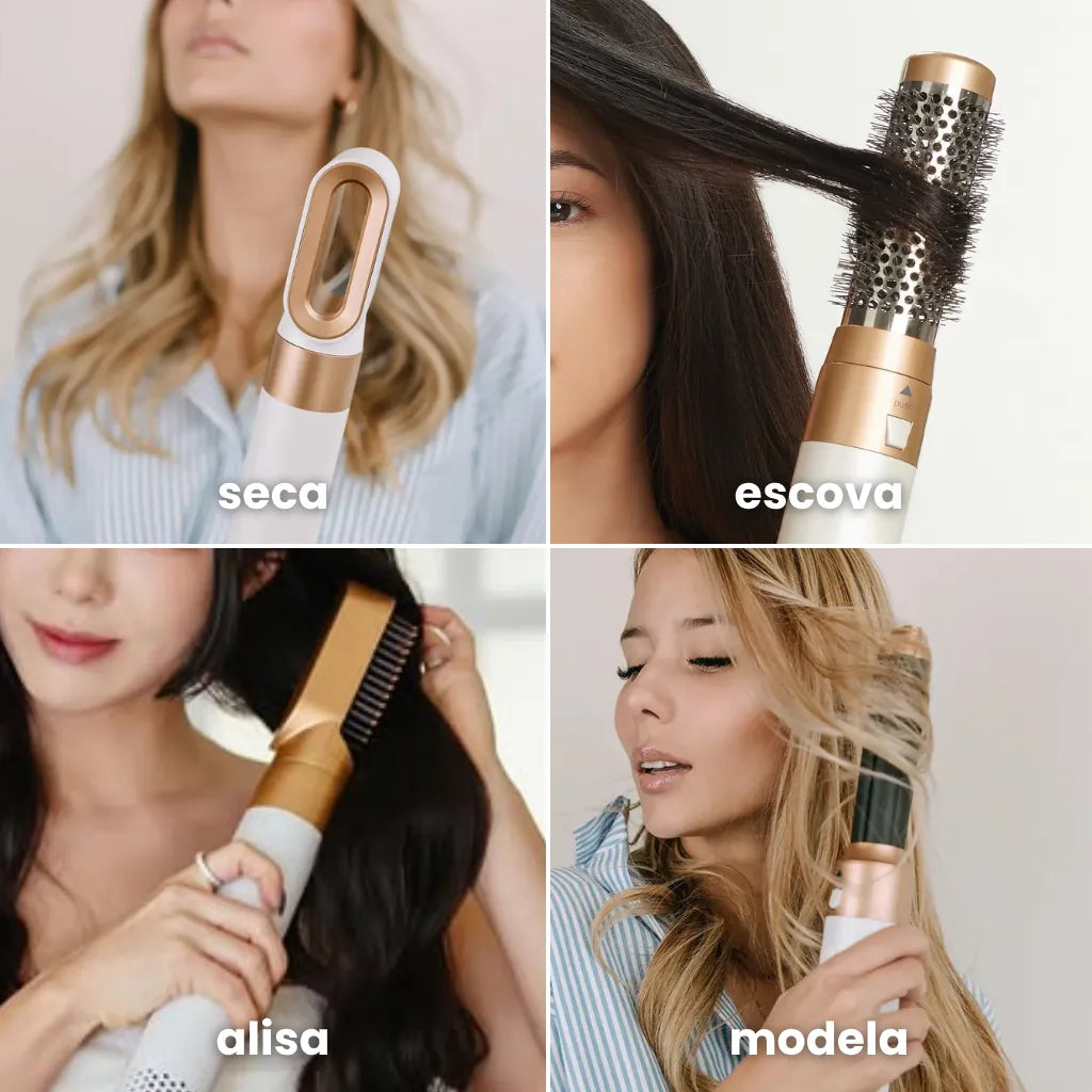 Escova Modeladora 5 em 1 — Seca, Alisa e Modela