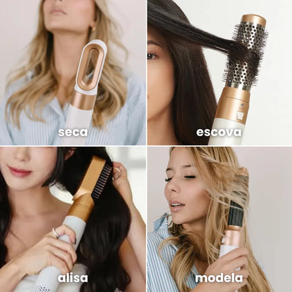 Escova Modeladora 5 em 1 — Seca, Alisa e Modela