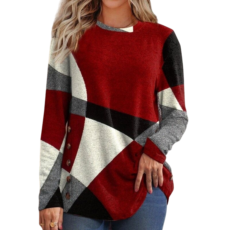 Blusa de Luxo Geométrica Manga Longa