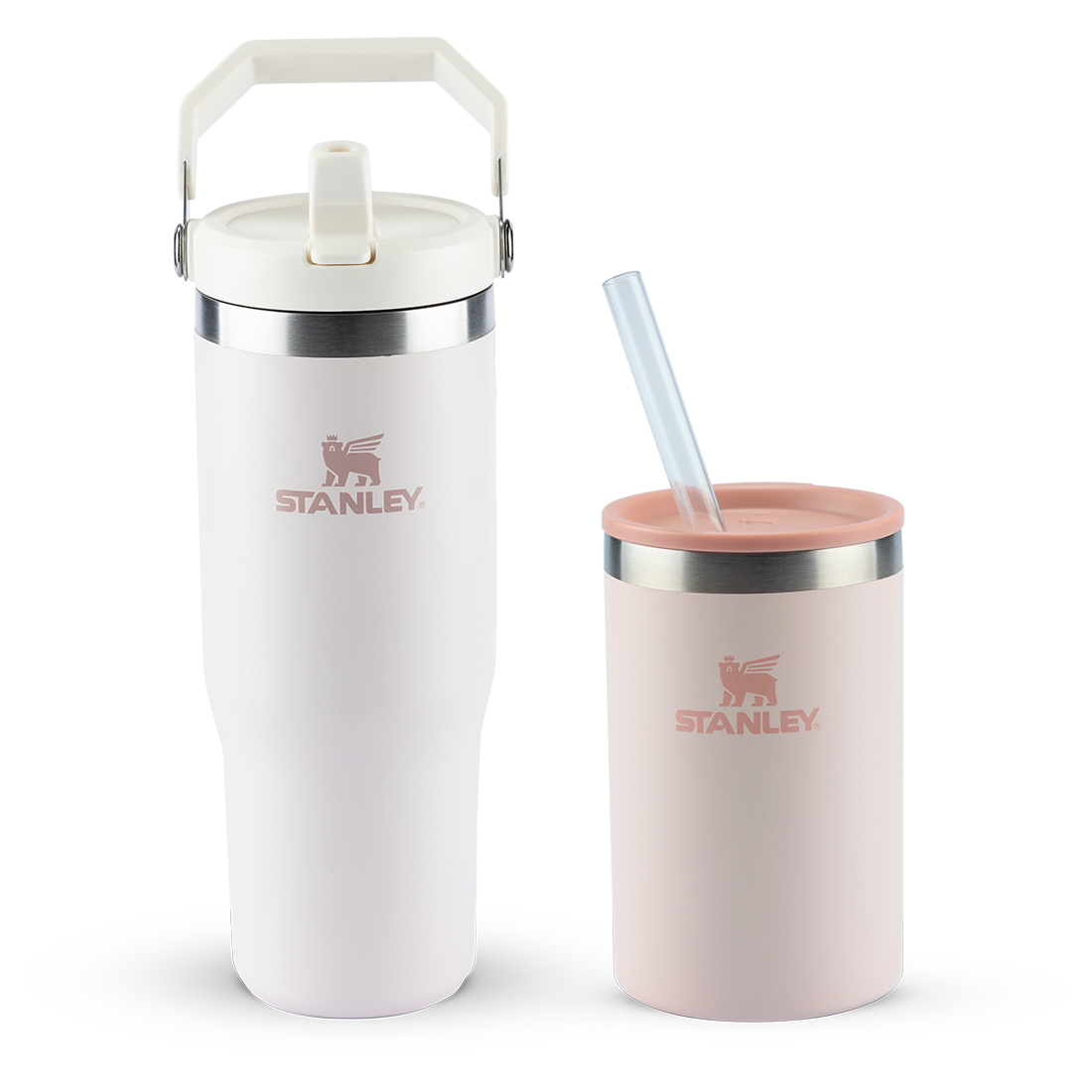 Tumbler Térmico Flip Straw Rose Quartz | 887ML e Can Cooler com canudo Rose Quartz | 296ML