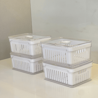 Kit de 4 Organizadores de Geladeira Clear Fresh com Cesto 2,2 Litros