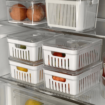 Kit de 4 Organizadores de Geladeira Clear Fresh com Cesto 2,2 Litros