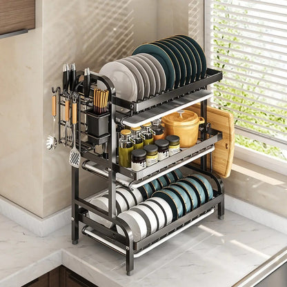 Escurridor De Platos 3 Niveles en Acero inoxidable con Diseño Elegante✨
