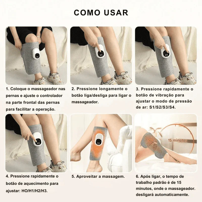 Massageador Elétrico com Aquecimento para Perna e Panturrilha
